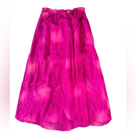 Aliki Yamani 100% crepe silk  Pink Magenta Elastic Waist Maxi Skirt Size M - Picture 1 of 10